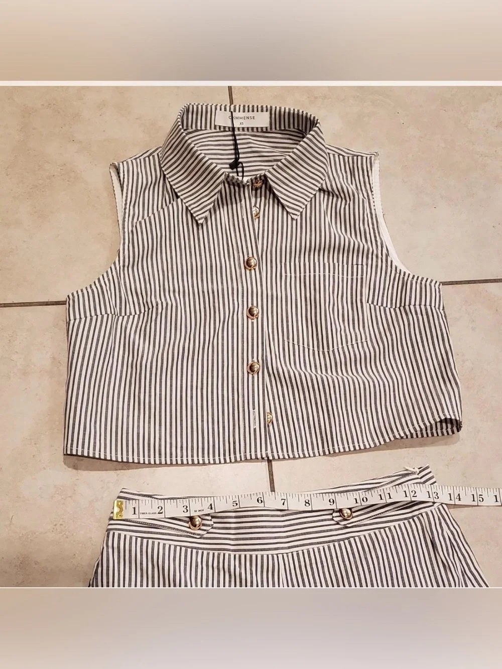 Commense Striped sleeveless top & pants set